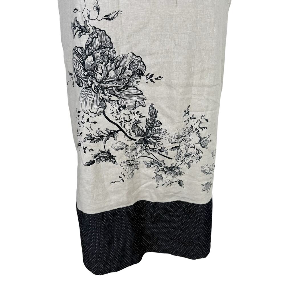 Loft Women Linen Blend Dress Size 8 Floral Coastal Beach Boho Travel Vacation - Picture 3 of 7